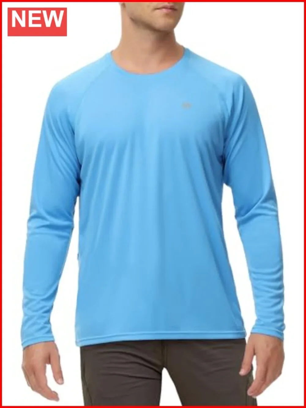 Men's UPF 50+ Long Sleeve Rash Guard Shirt with Zip Pocket - Quick Dry Fishing